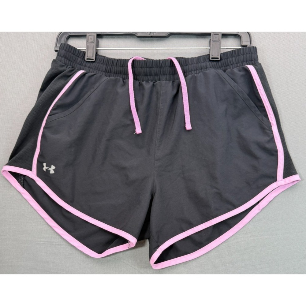 Under Armour Womens Small Shorts HeatGear Loose Black Pink Running Athletic